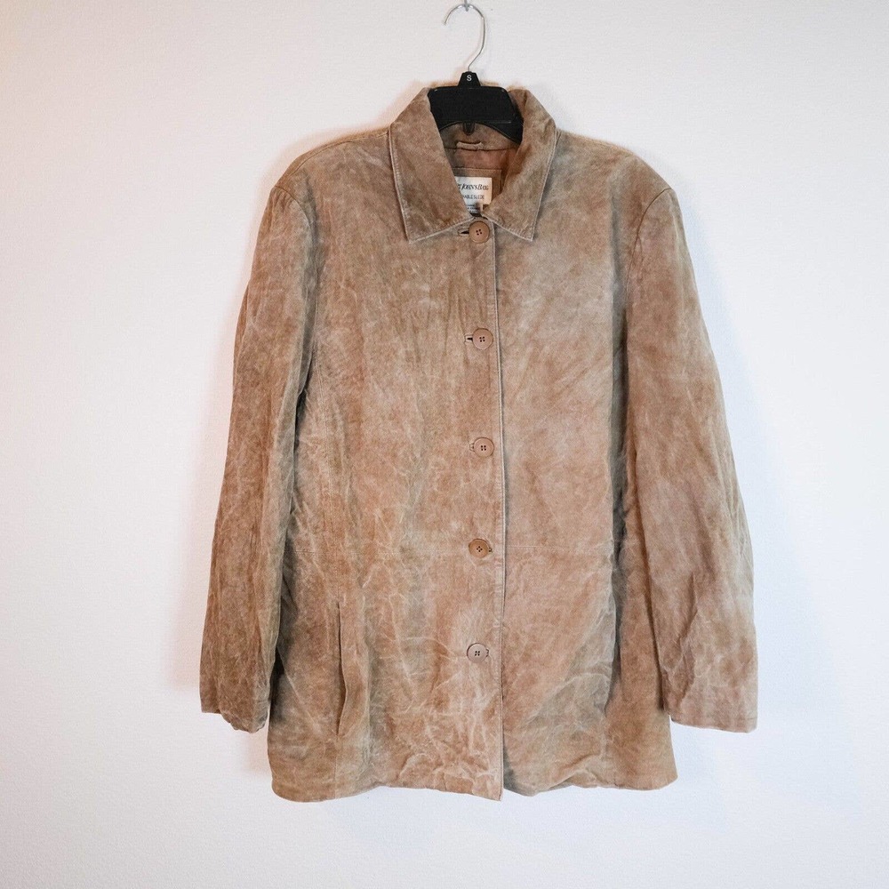 Vintage St Johns Bay Mens Jacket XL Faux Suede Washable Motorcycle 90's Y2K